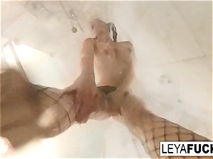 Leya Falcon takes a camera with her into the bathroom