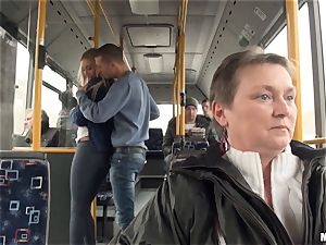 Lindsey Olsen porks her boy on a public bus