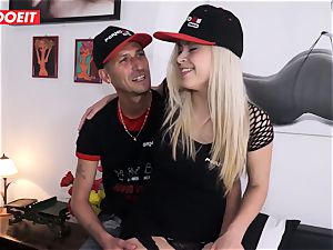 ash-blonde babe Gets poked hardcore on audition couch
